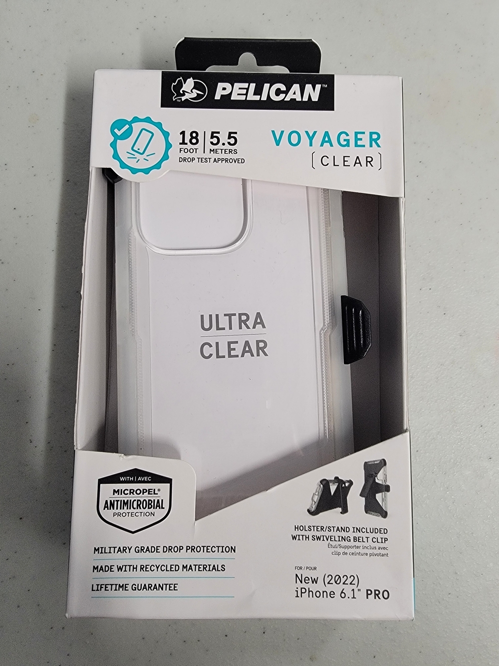 Pelican Voyager Clear Case for iPhone 14 Pro - w/Holster